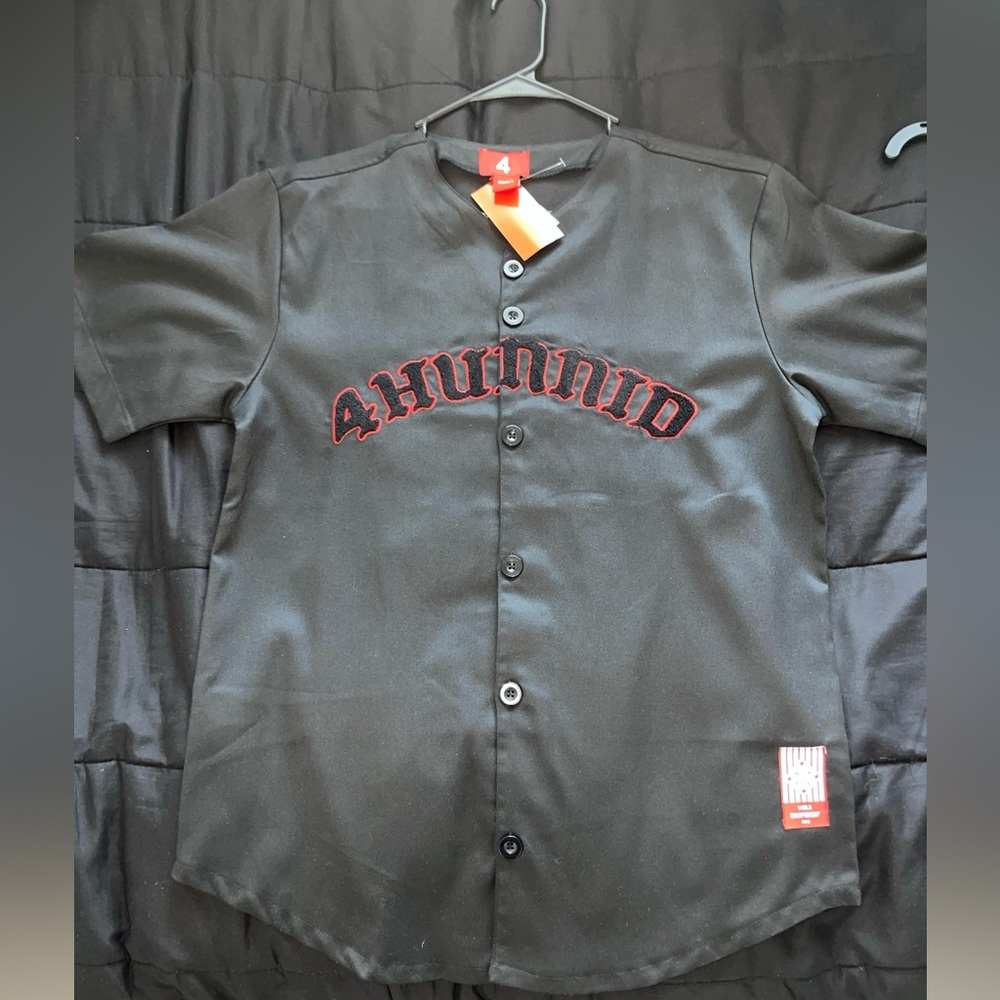 4 Hunnid YG Baseball Jersey Stitched Embroidered Shirt 2019 Men’s Black Small